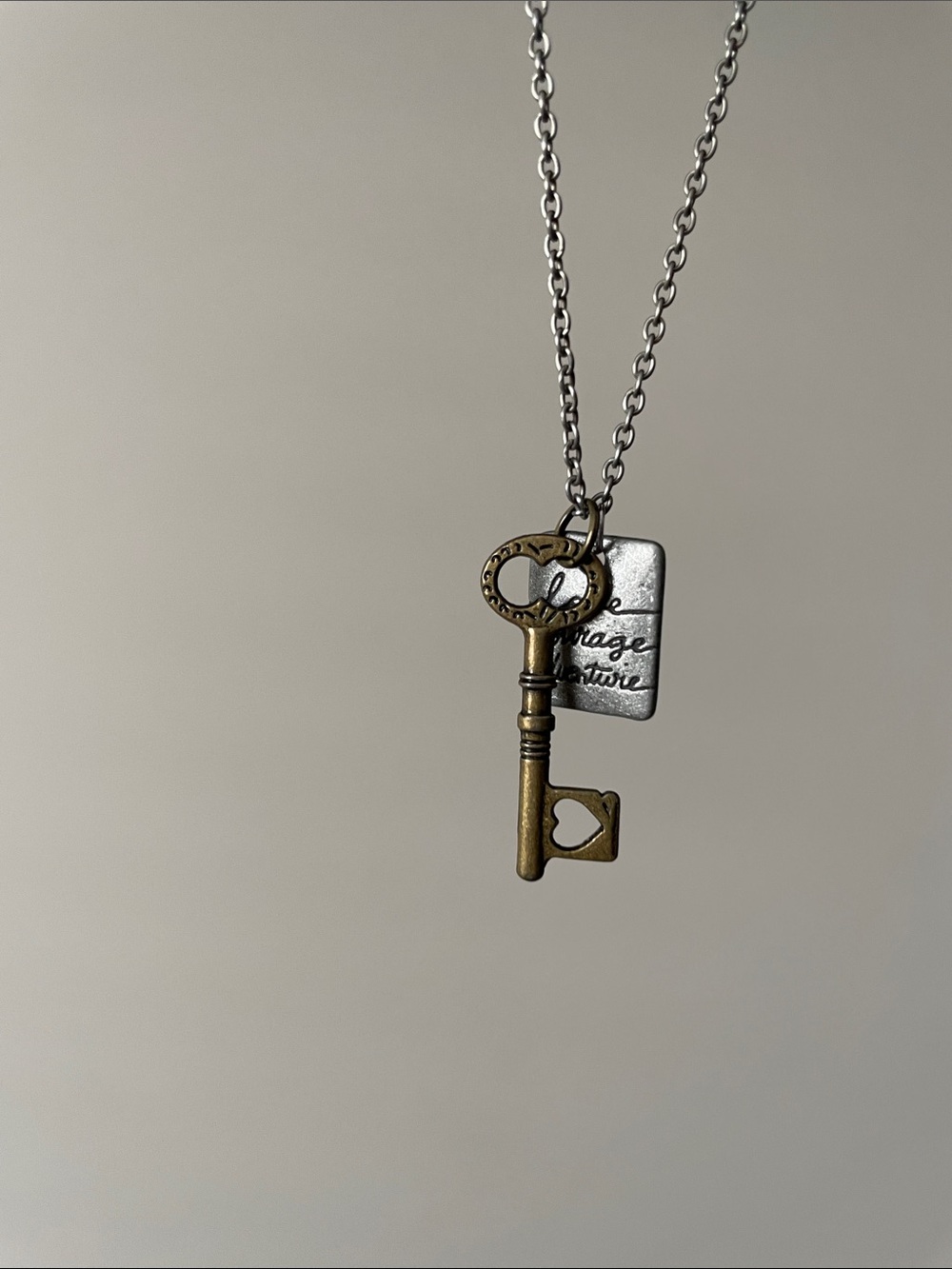 Key + word plaque Necklace